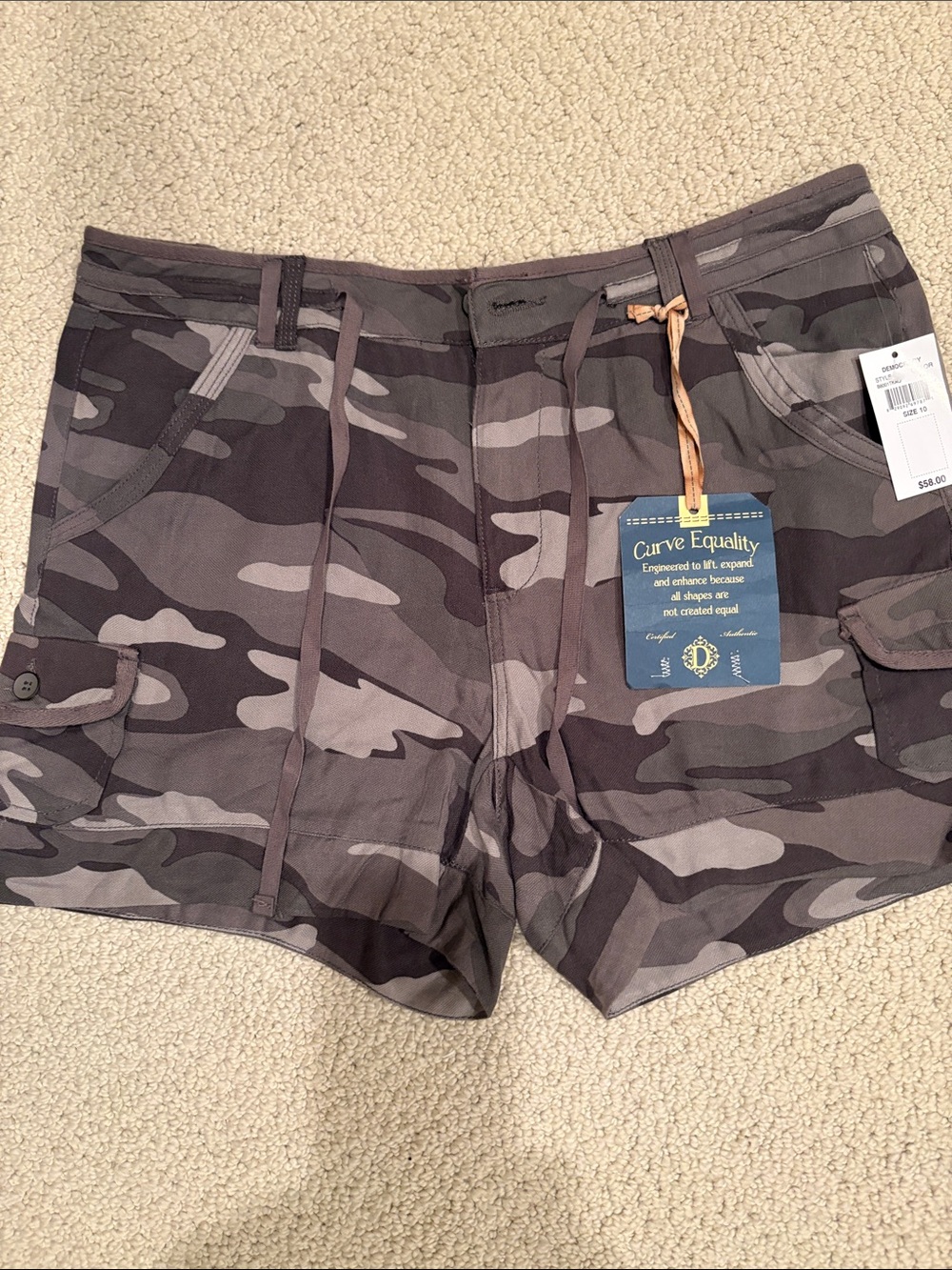 Democracy Women's Gray Camo Cargo Shorts